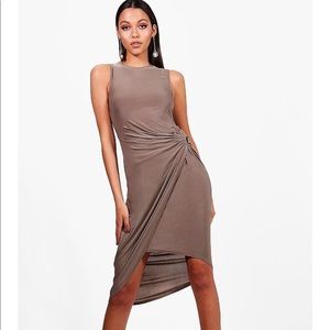 Sleeveless Slinky Asymmetric Knot Dress